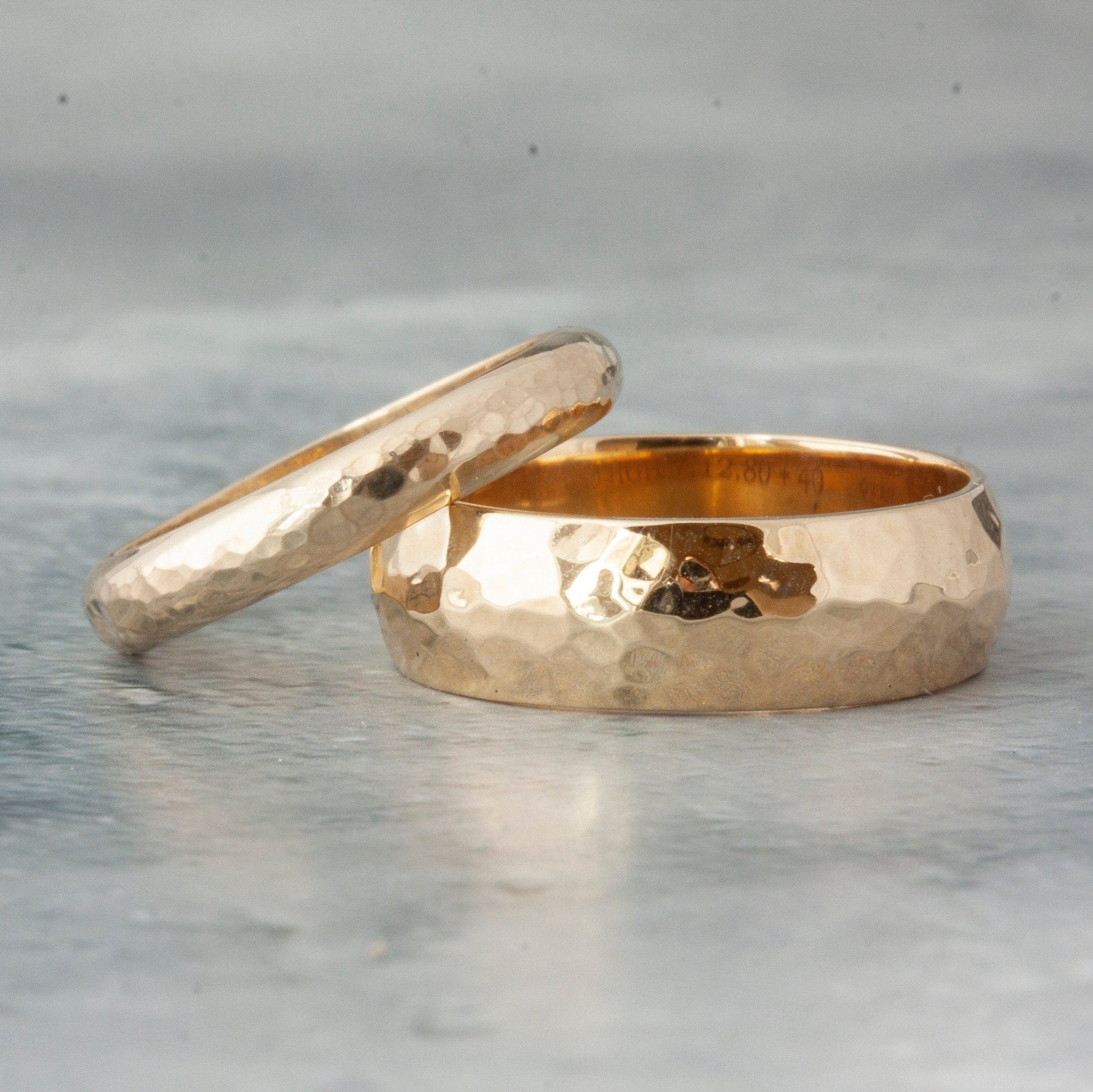 The Yellow Gold Hammered Band (Ready to ship in 2mm width size 5.5) - W.R. Metalarts