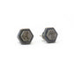 White Gold Mokume Hexagon Studs - W.R. Metalarts